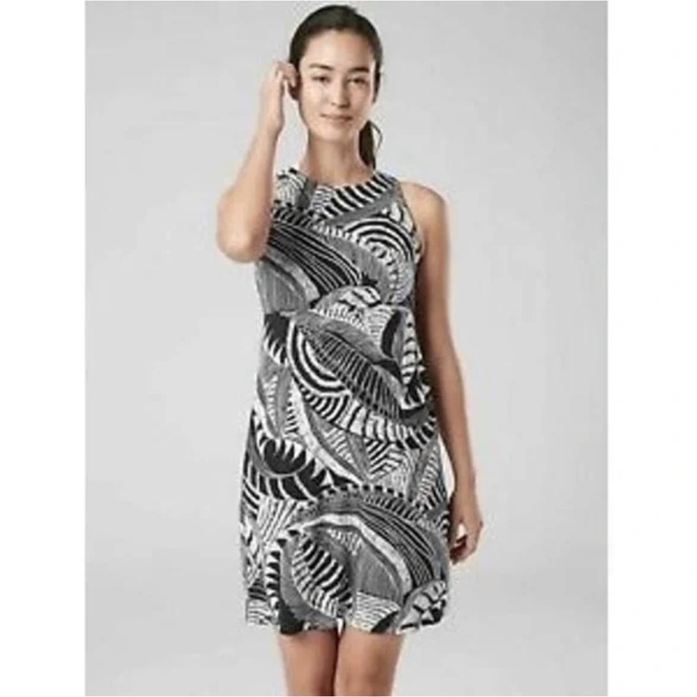 ATHLETA Santorini Printed Sleeveless High Neck Dress Size Small Travel Dress